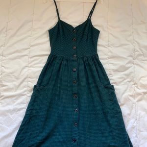 Green Button Front Midi Dress